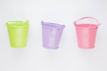 bucket isolated white background. A small can