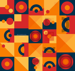 Neo memphis geometric pattern with circles, squares and lines. Pop art abstract background for covers, banners, flyers and posters and other templates