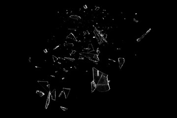 Broken glass on the black bachground. Isolated realistic cracked glass effect	 - obrazy, fototapety, plakaty