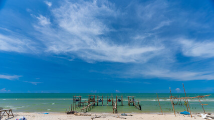 Livelihoods of fishermen and fishing equipment at Bang Hoi Beach, Songkhla, Thailand