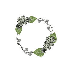 hand drawn lotus flower wreath vector illustration. creative floral designs for fabric, wrapping, wallpaper, textile, apparel.