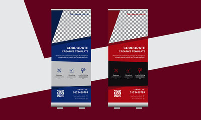 Business Roll up banner vertical template design, for brochure, business, flyer, infographics. modern x-banner and flag-banner advertising. vector illustration