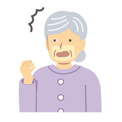 Illustration of a senior woman burning a mask