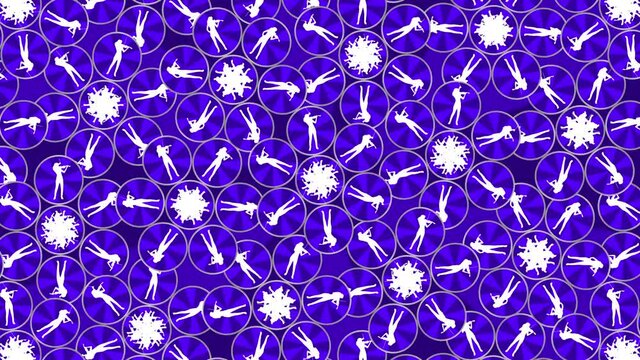Animation of many circles with the figure of a violinist