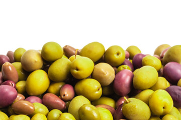Tasty mix olives background.
