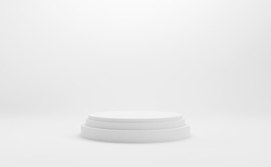 white background with a pedestal and a showcase. 3d illustration