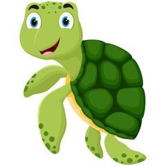 Cute Sea Turtle cartoon isolated on white background