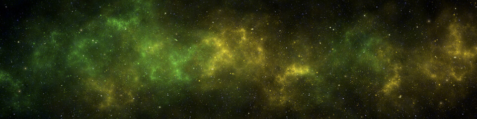 Nebula and stars in night sky web banner. Space background.