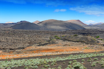 volcanic landscape at  Lanzarote Island, Canary Islands, Spain