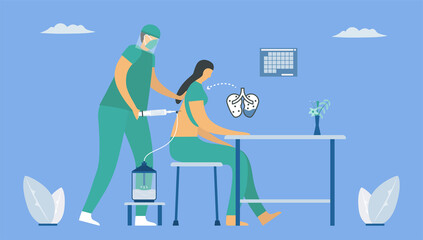Pleural effusion is collection of excess fluid between layers of pleura outside lungs. Pulmonology vector illustration about restrictive lung disease.