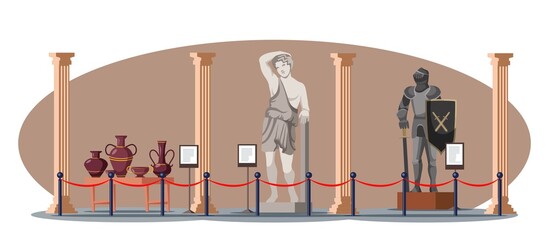 Ancient antique and medieval historic museum hall