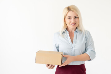 Moving House, Moving Office, Box. woman with box