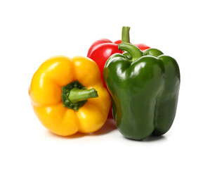 Fresh bell peppers on white background