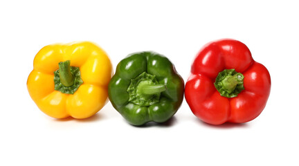 Fresh bell peppers on white background