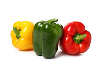 Fresh bell peppers on white background