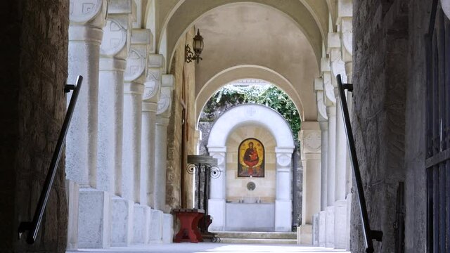 The lobby of the monastery