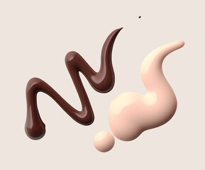 Collection of make up foundation drop smudge texture beige isolated background