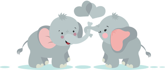 Couple of elephants on love