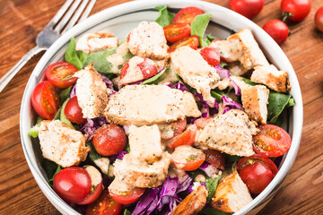 Chicken breast with fresh saladHealthy lunch menu. Diet food.