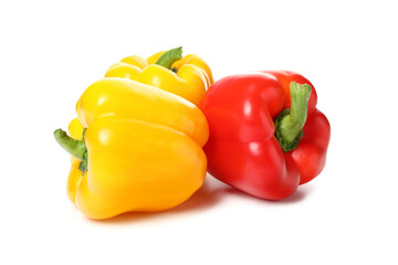 Fresh bell peppers on white background