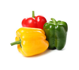 Fresh bell peppers on white background