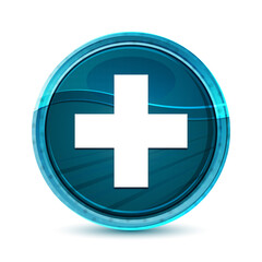 Plus icon elegant glass blue round button vector design illustration