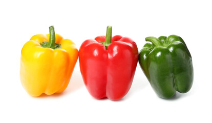 Fresh bell peppers on white background