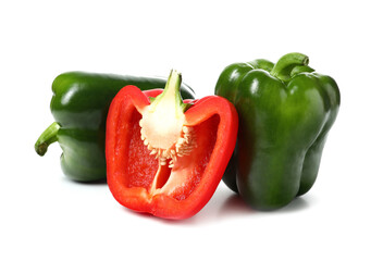 Fresh bell peppers on white background
