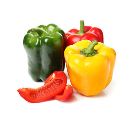 Fresh bell peppers on white background