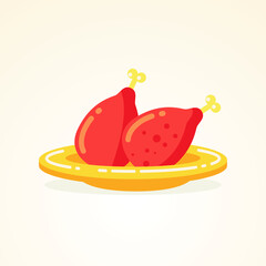 Chicken Thighs on the plate vector illustration with flat design
