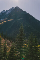 snowy mountains in russia, beauty and powerful nature 