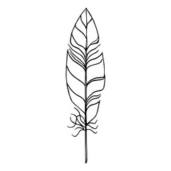Black on white isolated hand drawn vector feather(quill). Vector eps10 file. Can be used as clipart or graphic element for your design.