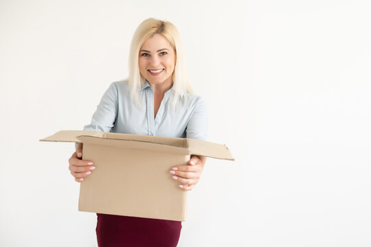 Moving House, Moving Office, Box. woman with box