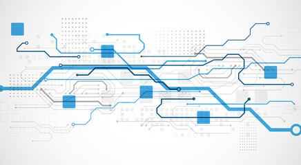 Abstract technology concept. Circuit board, high computer color background. Vector illustration with space for content, web - template, business tech presentation.