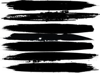 Grunge Paint Roller . Vector brush Stroke . Distressed banner . Black stripes isolated. paintbrush collection . Modern Textured shape . Dry border in Black . Bulge lines