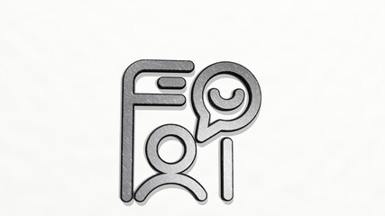 mood happy smartphone made by 3D illustration of a shiny metallic sculpture on a wall with light background. beautiful and concept