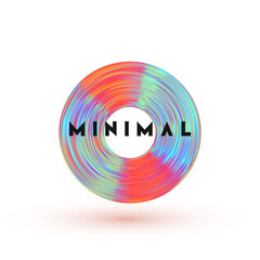 Flat music vinyl record retro style color hologram gradient. Object 3d Isolated on white background. vector illustration