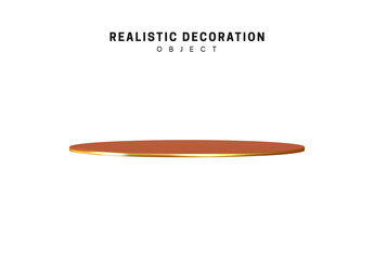 golden geometric round plate isolated on white background. decorative design elements. vector illustration