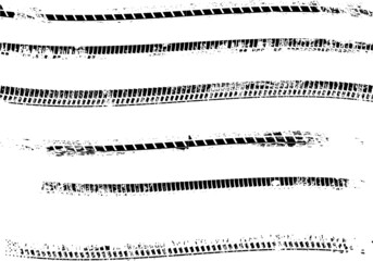 Obraz premium Vector Print Textured Tire Track . Design Element . Car tread silhouette . Mud splash grunge texture