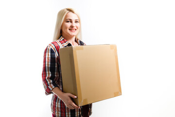 Moving House, Moving Office, Box. woman with box