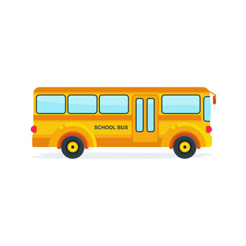 School bus vector illustration. Isolated on white background. Flat style with yellow color