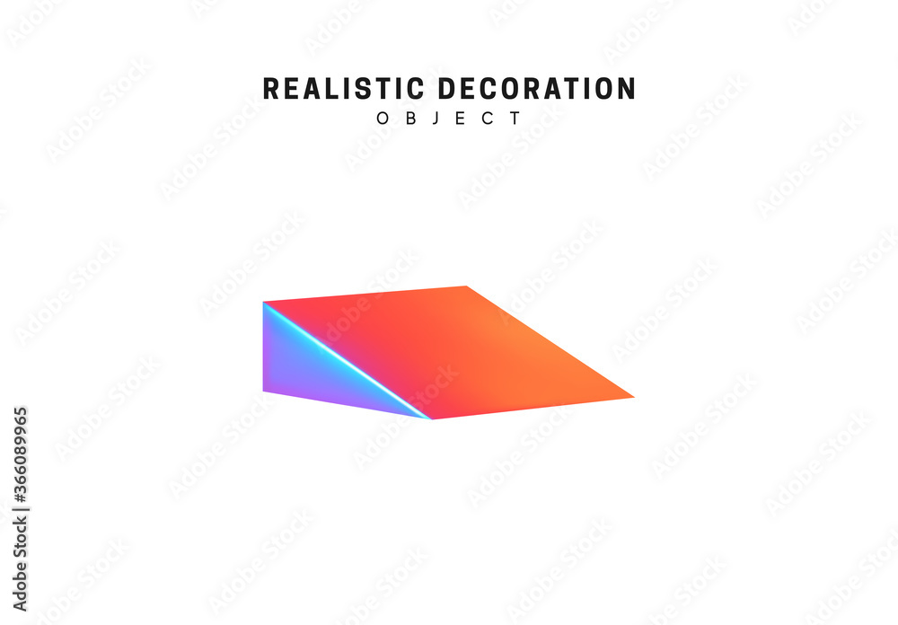 Poster sharp conical pyramidal shape geometric elements realistic shape 3d objects with gradient holographi