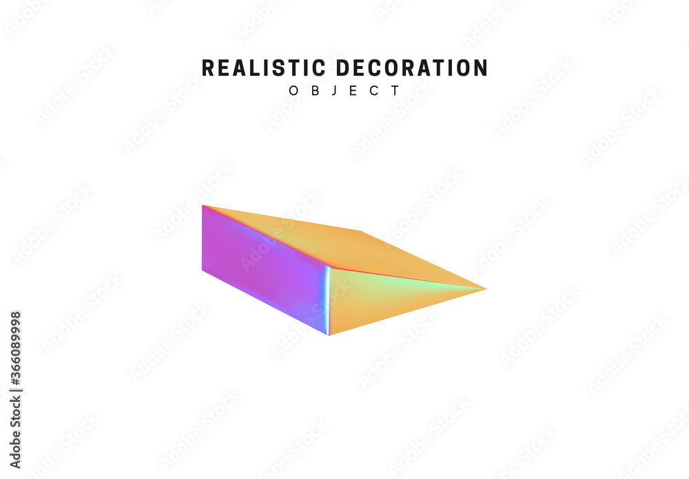 Poster sharp conical pyramidal shape geometric elements realistic shape 3d objects with gradient holographi