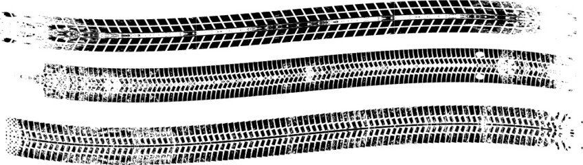 Vector Print Textured Tire Track . Design Element . Car tread silhouette . Mud splash grunge texture