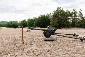 Fototapeta na wymiar Old cannon at Bledowska Desert near 