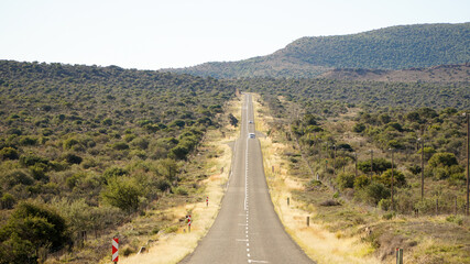 A9 highway impressions in the vast emptiness on the road to Graaff-Reinet near the Garden Route in South Africa.