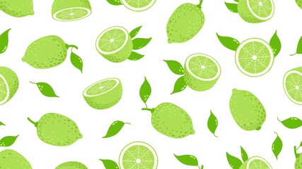 Citrus pattern. Lime slices, fresh juicy lemon fruits background. Isolated vegan vitamin green food vector seamless texture. Lemon healthy, tropical fruit wallpaper pattern illustration