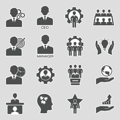 CEO And Manager Icons. Sticker Design. Vector Illustration.