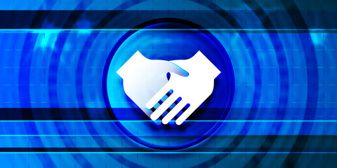 Handshake icon optimum prime digital smart blue banner background abstract futuristic motion illustration