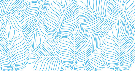 leaf line art background vector, wallpaper and print, house plant, Vector illustration.